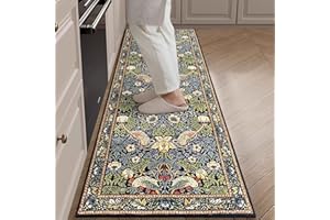 Reateforin William Morris Rugs Vintage Floral Botanical Mat Dark Academic Rugs Red Strawberry Thief Floral Rug with Border Line for Home Decorative, Living Room Guest Room Boho Area Rug 23.6"x59"