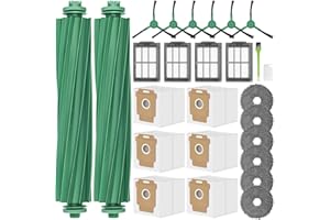 DrRobor Accesorios Recambio para iRobot Roomba Plus 505/405/507 Combo, 2 Cepillo Principal, 6 Paño Para Fregona, 6 Bolsa Para El Polvo, 4 Filtro HEPA, 6 Cepillo Lateral