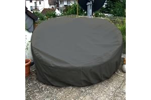 SITZBAG Sonneninsel Schutzhülle Rund 190cm Anthrazit Premium WASSERDICHT Liegeinsel Liege Abdeckplane Abdeckung Plane Rattan Garten Möbel Haube Hülle