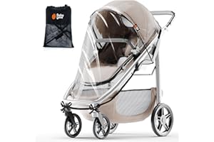Baby Uma Universal Rain Cover for Pram - 100% Waterproof PEVA Rain Cover for Pushchair, Ventilated & Transparent, Snow & Wind Protection (+ Travel Bag)
