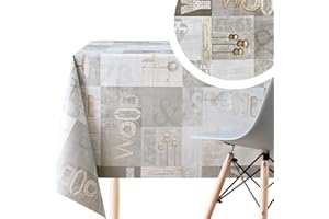 KP HOME Moderne Nappe Toile Cirée PVC Motif Industriel Gris Clair Beige - Rectangulaire 140x200 Facile à Nettoyer Imperméable Épais Plastique Essuyable Vinyle Lavable