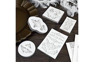 FUNMOVE Relieve Barroco Vintage Silicona Molde Fondant Encaje Flor Frontera Decoración de la torta Decoración de la magdalena Pasta de hielo Molde para hornear Chocolate Sugarcraft DIY Paquete de 5 (Blanco)