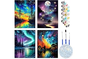 FLAJZ Malen Nach Zahlen Erwachsene, 4 Stück DIY handgemaltes Ölgemälde Set für Anfänger und Erwachsene, Acrylfarbe, Kindergemälde, kreative Heimdekoration, Geschenk, Weihnachten