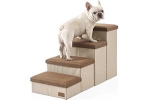 COZY KISS Escalier pour Chien avec Rangement, Pédale Pliable pour Animaux de Compagnie avec Couvercle étanche, Vieux Chat Rampe Chaise Canapé, Poids léger, Consolation (Marron, 43x97x56cm, 4)