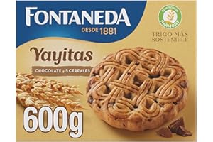 Fontaneda Yayitas Galletas de 5 Cereales con Pepitas de Chocolate, Fuente de Fibra, 600 g