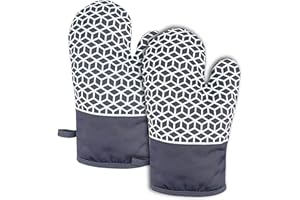 ZVZM Ofenhandschuhe Hitzebeständige 300°C, Backhandschuhe Ofenhandschuh Silikon Anti-Rutsch Topfhandschuhe, Kochhandschuhe mit Rutschfestem Silikonmuster für Kochen Backen Grillen.