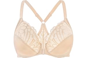 MELENECA Biustonosz damski zapinany z przodu plus rozmiar fiszbiny Racerback Bra