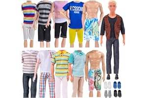 CARREUTY 18 Piezas de Ropa Compatibles con Ken 12 Pulgadas Muñeca, 6 Ropa Casual Ropa 2 Trajes de baño 4 Pares de Zapatos para muñecas de niño de 12 Pulgadas, Adecuado para Navidad