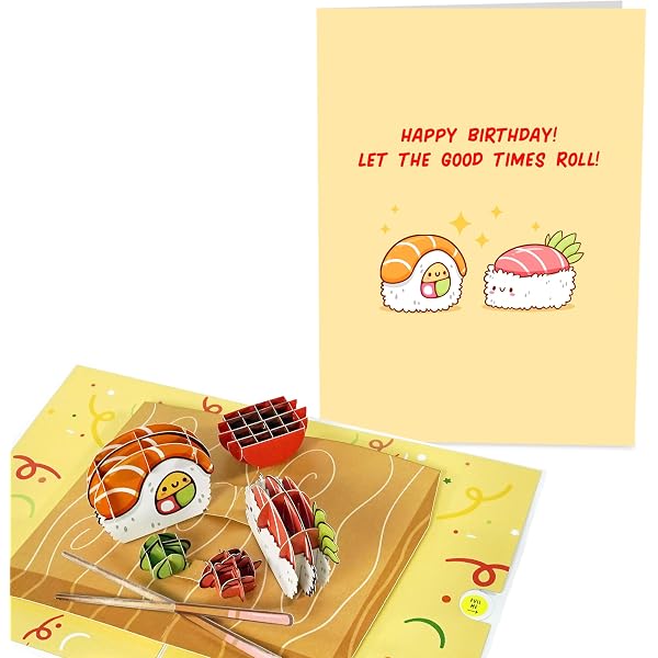 Sushi Pop-Up Geburtstagskarte – 3D-handgefertigte Grußkarte Mit Aufklebern & Umschlag, 20 X 15 Cm, Von Central 23