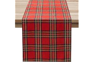 Softalker Christmas Table Runner Xmas Table Mat Rectangular 140x40 cm Classic Red Tartan Table Runners Washable Tablecover Modern for New Year Party Home Birthday Outdoor Garden Decor Tabletop