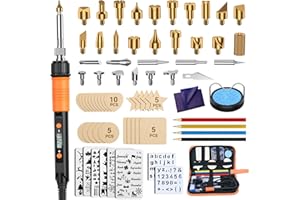 Brandmalerei Lötkolben Set, Brandmalkolben Set Temperatur Einstellbar 200~500 ℃ für Holz Leder Brennkolben DIY Geschenkset Farbstifte, Leder Gravieren Schweißen, Skulptur Holzbrandmalerei