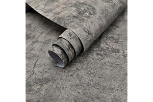 JSEVEM 40CM×3M Thick Light Brown Grey Concrete Wallpaper Peel and Stick Concrete Cement Contact Paper Industrial Kitchen Worktop Covering Sticky Vinyl Wrap Self Adhesive Wall Sticker for Countertops