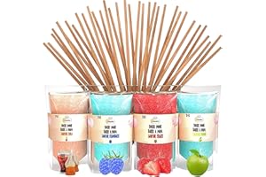 GREENDOSO® Sucre Barbe à Papa pour Machine (4x320 gr) – Lot de 4 Goûts (Fraise/Cola/Framboise/Pomme) – 50 Bâtonnets
