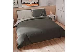 PETTI Artigiani Italiani - Set Copripiumino Matrimoniale 250x200 cm (2 Federe 50x80 cm Incluse), Parure Copripiumino Morbida Microfibra Tinta Unita Grigio Scuro - Grigio Chiaro