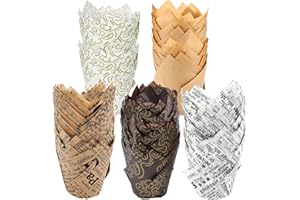 MULEVIP Carta per Muffin Tulip 250 Pezzi Cupcake Cup,Pirottini per Muffin,Tulip Baking Cup,Sicuro e Inodore,Adatto per Muffin,Cupcakes,Natale,Panetteria,Matrimoni(Tulipp)