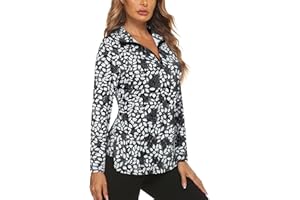 Gemulate Ladies Golf Tops Long Sleeve Polo Shirts for Women UPF50+ Half Zip Moisture Wicking Gym Sports Shirt S-2XL