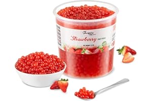 THE INSPIRE FOOD COMPANY POPPING BOBA ORIGINAL pour Bubble tea - Fraise - 3.2kg Seaux - sans colorants artificiels, de vrais jus de fruits, moins de sucre, 100% VÉGÉTALIEN et SANS GLUTEN