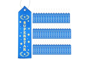 PATIKIL 150 Pcs Award Ribbons, 8 x 2 Inch Super Star Participation Ribbons Soccer Medal Ribbons Bulk Winner Recognition Ribbons for Competitions Sport Events Blue