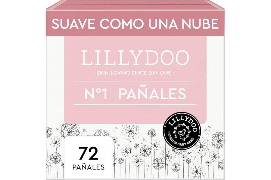 Pañales LILLYDOO delicados con la piel - talla 1 (2+ kg), caja de medio mes (72 unidades), protección contra fugas, suaves, s