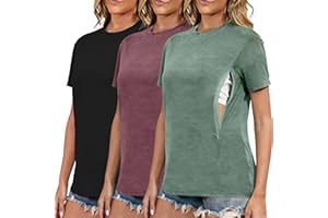 Love2Mi 3er/4er Set Stillshirt mit verstecktem Reißverschluss Stillöffnung kurzen Umstandstop Stillen T-Shirt für Schwangere