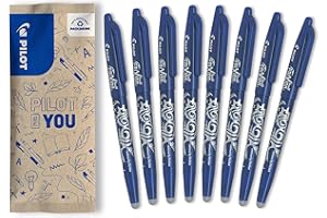 PILOT - Frixion Ball - Stylo effaçable à encre thermosensible - Stylo roller rechargeable fabriqué à partir de plastique recyclé - Bleu - Pointe moyenne, 8 Unité (Lot de 1)