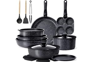 GiPP 21PCS set med stora grytor,non-stick-beläggning,avtagbara handtag
