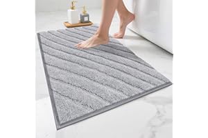 SHACOS Antypoślizgowa mata łazienkowa 45 x 65 cm bardzo miękka gruba chłonna mata łazienkowa z mikrofibry, można prać w pralce, szybkoschnąca, do prysznica i wanny, jasnoszary