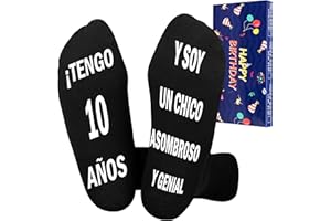 Rebundex Regalo 10Años Calcetines Niño Divertidos, Antideslizantes 35-38, Regalos Cumpleaños y Navidad