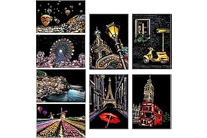 Georgie Porgy Zestaw Obrazków do Zdrapywania dla Dzieci, Magic Rainbow, Format A4, Kartki Pocztowe na Boże Narodzenie, Urodziny, z Zestawem Narzędzi (Europa + Róg)