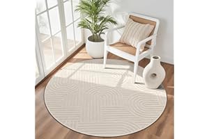 Enyhom Alfombras Salon Redonda Grande 120 cm, Mullida Pelo Grueso Alfombra Habitacion Efecto 3D Lavables en Lavadora, No se Desprenden, Moderna Antideslizante Tapete Sala para Dormitorio, Comedor