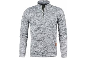 HAOLEI Mens V Neck Jumper Sale Clearance 1/4 Zip Fleece Lined Pullover Regular Fit Autumn Winter Velvet Sweatshirt Sweat Tops UK Size 10-20