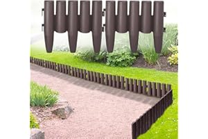 FIVMEN Borde para Césped Borde de Jardin Bordura para Jardín de Plástico Borde de Corte Imitación de Madera Cinta Flexible Empalizada de Jardín 15 cm de Alto (14 m Marrón)