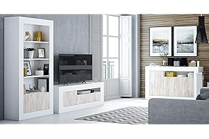 Miroytengo Conjunto Muebles Salon Baltico Estilo Moderno Comedor Mesa TV aparador libreria estanteria Blanco
