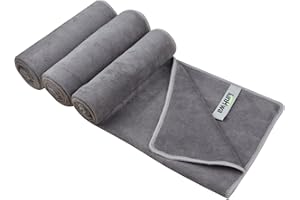 KinHwa Serviette en Microfibre Séchage Rapide Absorbant Serviette de Sports– Parfaite pour Yoga, Sports Gym, Voyage, Camping, randonnée, Fitness et la Plage Gris 3-Pack 40cm X80cm