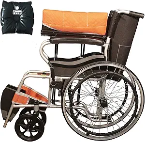 Ryder Wheelchair Foldable light weight Wheelchair with Seat Belt - Orange