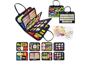 LearnToy Montessori Busy Board for Boys 1+ Year, Sensory Toys for Toddlers 1-3, Ideal for Travel and Preschool - ABCs, 123s, Shapes, Colors, Animals, Weather, Birthday Gifts