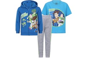 Disney Toy Story - Set di maglietta, felpa con cappuccio e pantaloni da jogging per bambini piccoli, verde/blu
