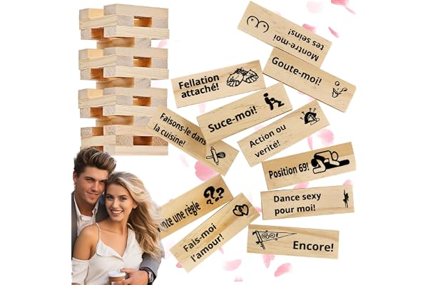 Lezehea Jeux Coquins pour Couples(Français) - 48 Pièces Jeu de Construction Romantique pour Couples - Jeu de Société Adultes pour Couples - Cadeau Romantique Anniversaire & Saint-Valentin