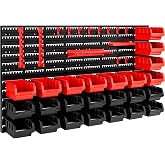 DEUBA&reg; Wall Tool Organizer Stackable Boxes Perforated Panels Expandable Tool Holder System Storage Workshop 43 Pieces