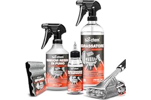 BIO-CHEM CLEANTEC bio-Chem - Profi Set 5 Prodotti per la Pulizia di Barbecue e forni - Smacchiatore per resine e bruciature - Detergente per superfici di Barbecue, forni e Griglie - Olio per la Cura, Spazzola e Spugna