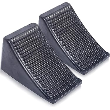 70472 Solid Rubber Heavy Duty Black Wheel Chock 2-Pack, 8 x 4 x