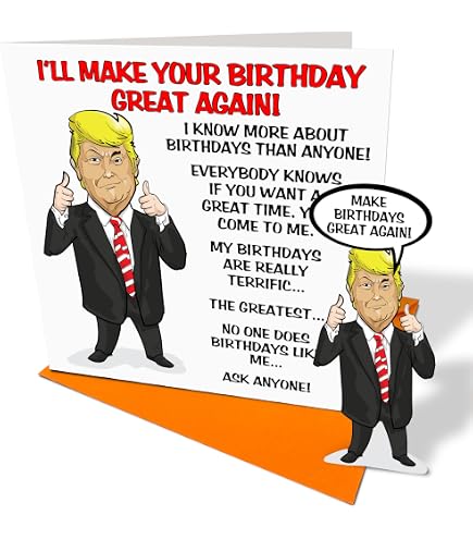 Lustige Donald Trump Geburtstagskarte - 'Best Birthday Ever' Sprüche, 12,7x17,8 Cm, Blanko Innen, Inkl. Umschlag