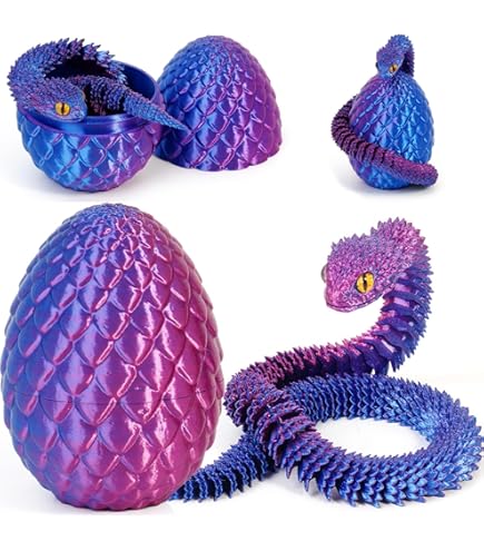 Juguete Serpiente Impresa 3D | Huevo De Pascua Colorido | 30 Cm Articulada | Material PLA | Regalo Para Niños Y Coleccionistas