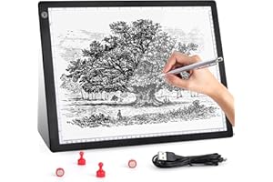 Damcyer Tavoletta Luminosa A3,A3 LED Tavoletta Luminosa,A3 LED Light Pad con Luminosità Regolabile,LED Light Pad con Cavo USB per Animazione,Schizzi,Progettazione,Disegno,Pittura a Diamante 5D,Nero