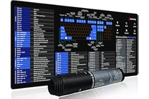 EXCO Skróty Windows, Skróty do systemu Mac OS, ściągawka, 90x40 cm- duża ściągawka XXL podkładka pod mysz do gier | PC biuro arkusz kalkulacyjny podkładka pod klawiaturę | antypoślizgowa zszyta krawędź