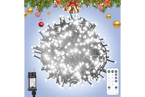 LITREN Luci Albero di Natale 420 LEDs 50.28+3M Stringa Luce Esterno Interno IP65 con Telecomando, Spina, 8 Modalità, Timer Catena Luminosa Decorazioni per Matrimonio, Laurea, Compleanno - Bianco Freddo