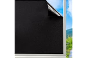 Lifetree Pellicola oscurante per finestre: 98% di blocco della luce totale, autoadesiva, nera, satinata, per finestre in vetro, senza colla statica per asilo nido, giorno che dorme (nero, 60 x 200 cm)