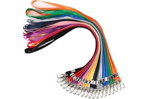 Segus Correa para Cuello Llaves Diez Colores 20 Piezas, Cordones de Insignia para Cuello, Colgantes de Tarjetas de Identificación, Lanyards de Imitación de Nylon con Mosquetones de Metal Resistente