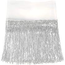 Yalulu Frangia Con Paillettes 10m X 15cm Argento – Bordo In Pizzo Metallizzato Per Abbigliamento E Decorazioni - 3