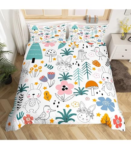 Set Copripiumino Matrimoniale 3 Pezzi LUVIVIHOME Con Alce, Cervo E Orso, Stile Bosco E Montagna